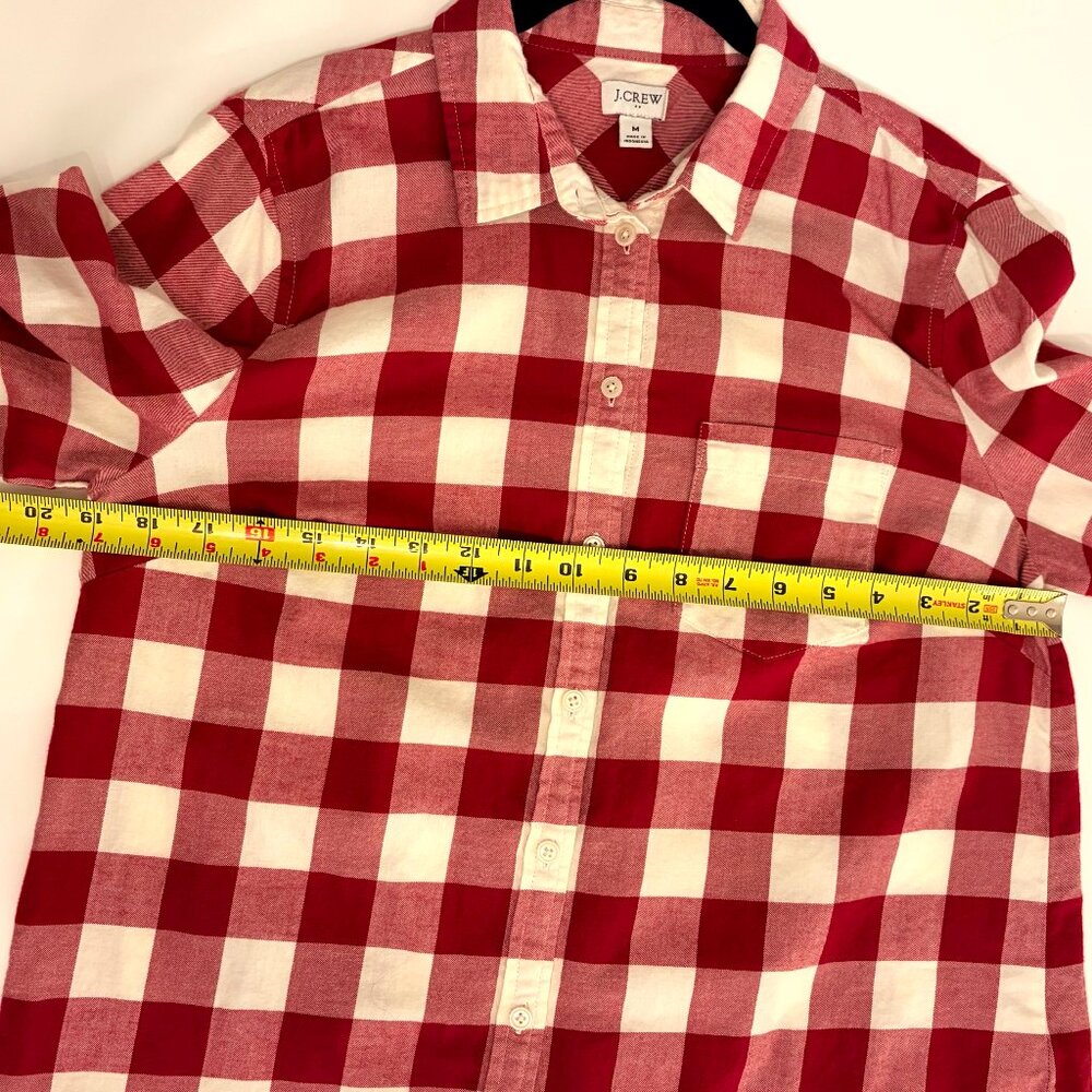 J. Crew Factory Plaid Flannel Raspberry Cream Button-Up Shirt Size M - Picture 6 of 6